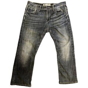 BKE Carter Men's Jeans size 36R Medium Wash, Embellished pockets